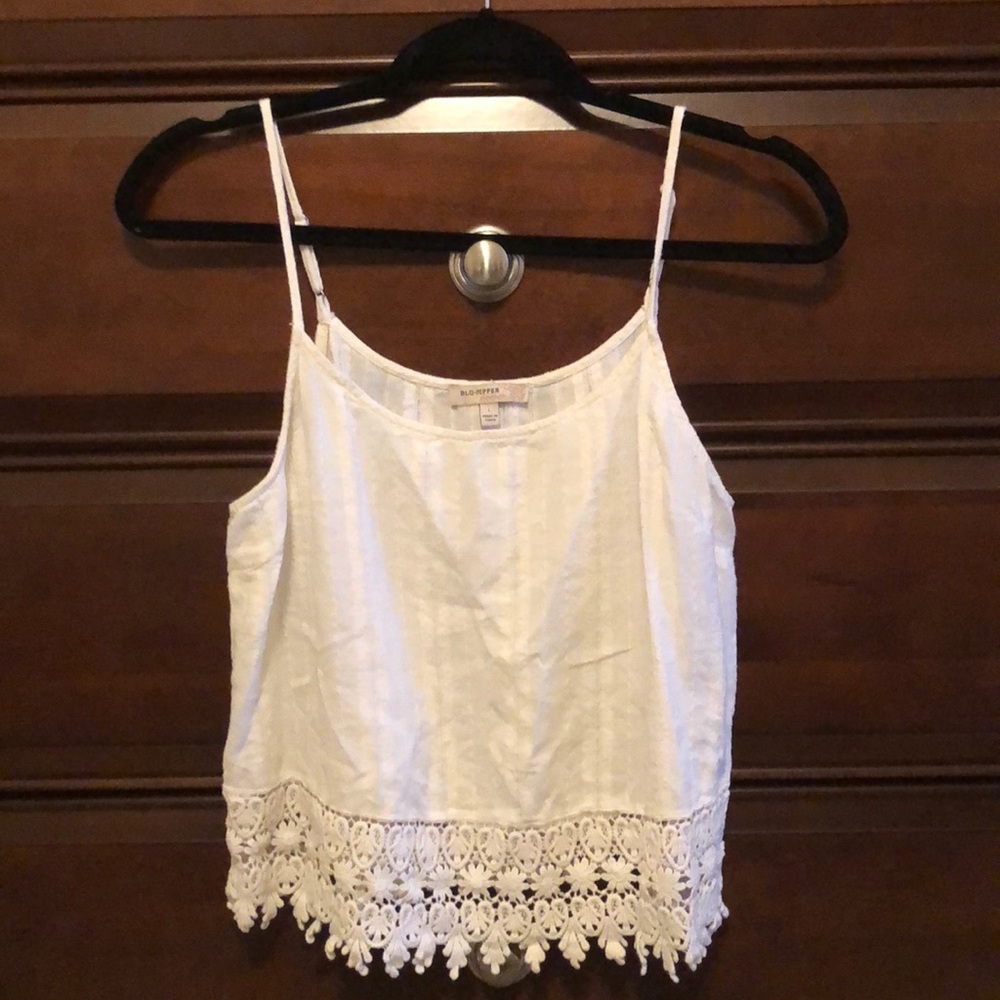 Blu Pepper White Fringe Tank